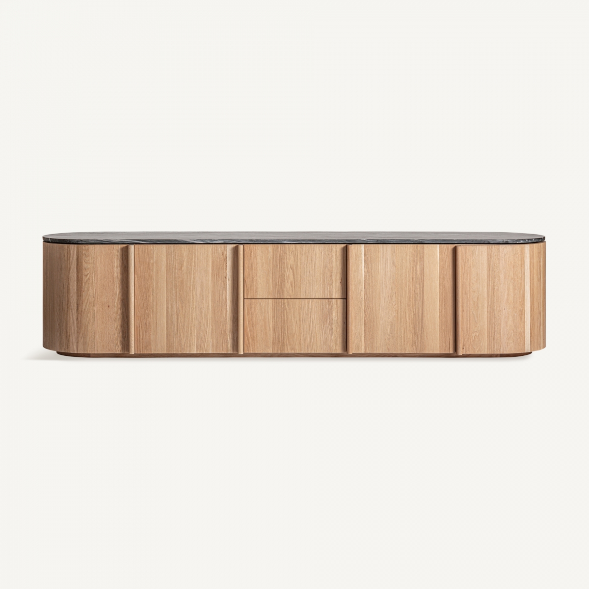 BUFFET BAS NARA CHENE PLATEAU MARBRE NOIR